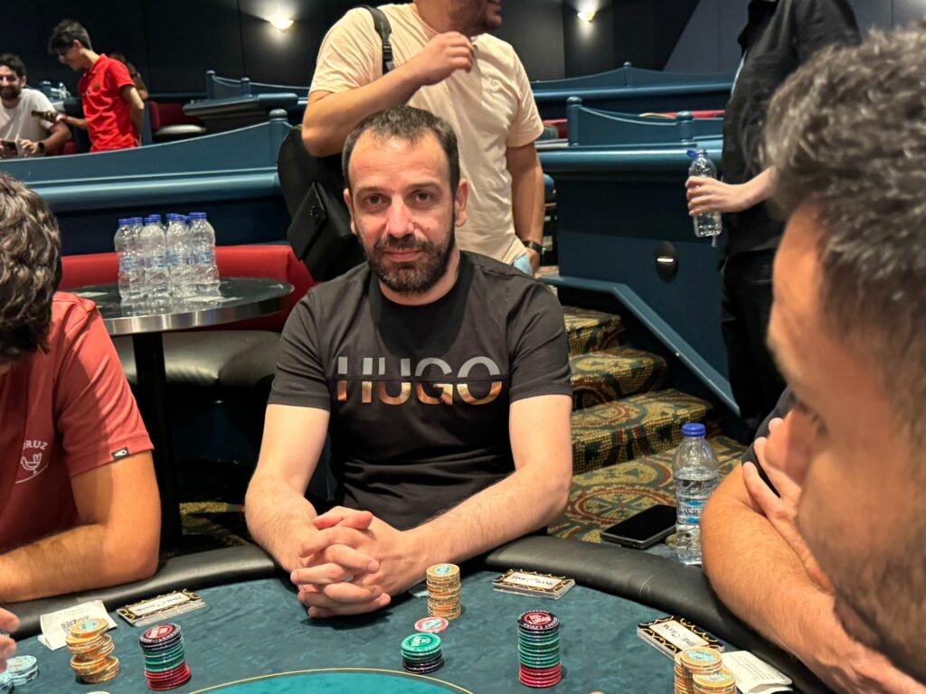 Christos Mekras at the €250 PKO final table during the 2025 Greek Poker Odyssea. Photo: Jason Glatzer