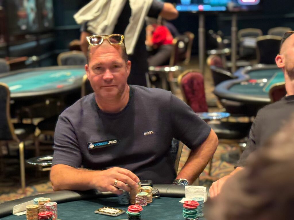 Glenn Brown at the €250 PKO final table during the 2025 Greek Poker Odyssea. Photo: Jason Glatzer
