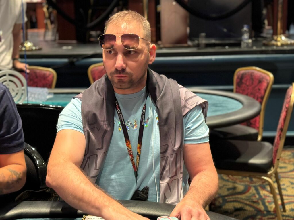 Grigorios Thanos at the €250 PKO final table during the 2025 Greek Poker Odyssea. Photo: Jason Glatzer