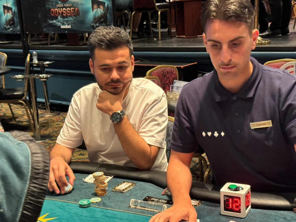 Miltiadis Zografos at the €250 PKO final table during the 2025 Greek Poker Odyssea. Photo: Jason Glatzer