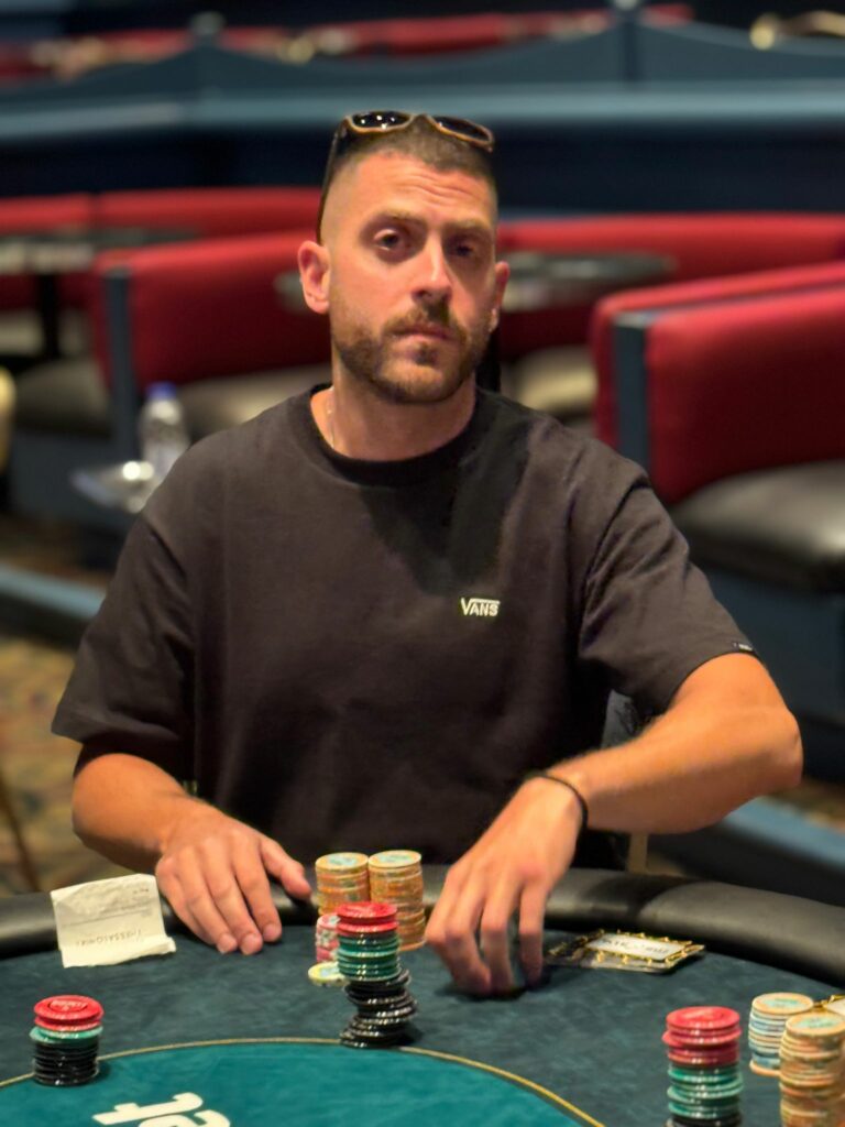 Vasileios Karagiannis at the €250 PKO final table during the 2025 Greek Poker Odyssea. Photo: Jason Glatzer