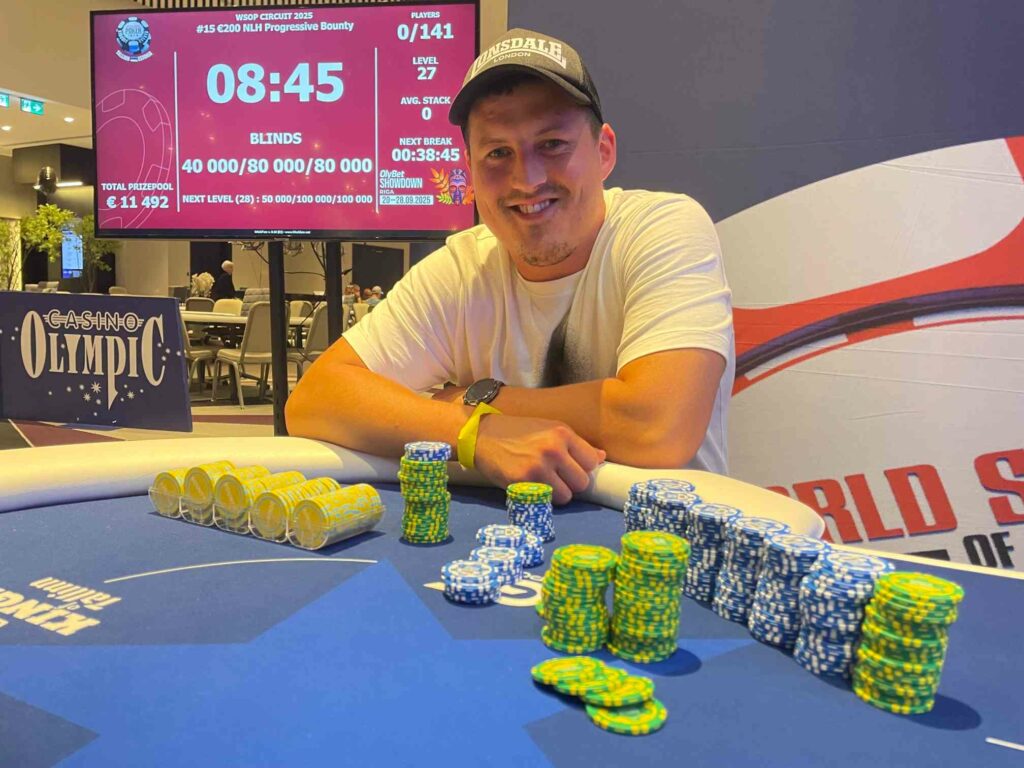 Janis Leja, winner of the €200 Progressive during the 2025 WSOP Circuit Tallinn