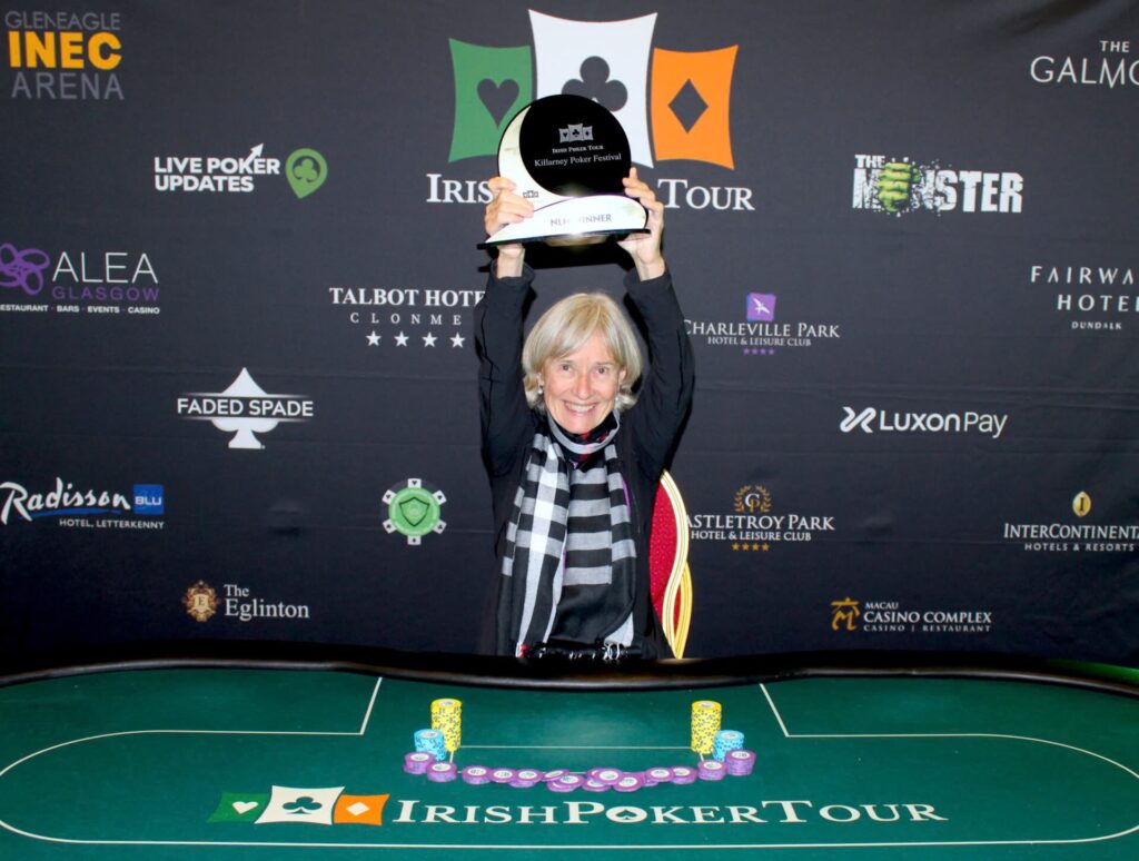 June Jenkins, winner of Killarney 300, photo by Jerry Fitzgerald, courtesy of Irish Poker Tour