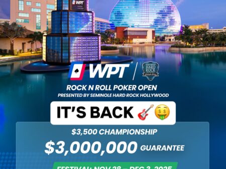 WPT Rock ‘N’ Roll Poker Open Returns to Seminole Hard Rock This November