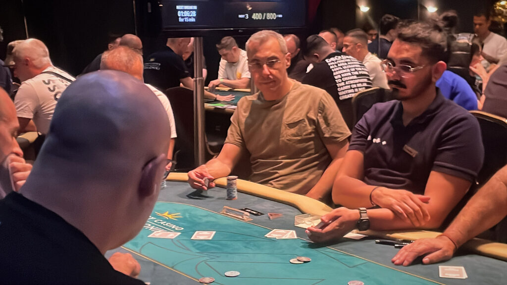 Georgios Theofanopoulos in full flare during the €600 Main Event.