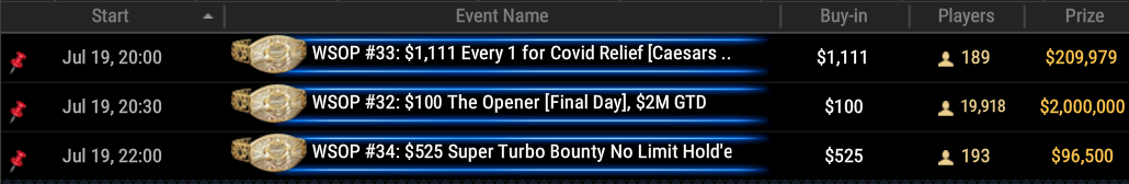 The hottest online series of this summer - WSOP bracelet series, begins today