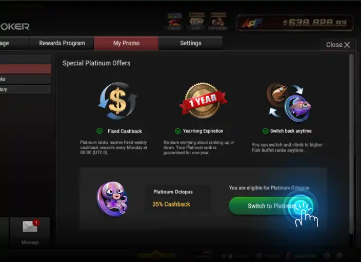 GGPoker Loyalty Program Platinum Switch