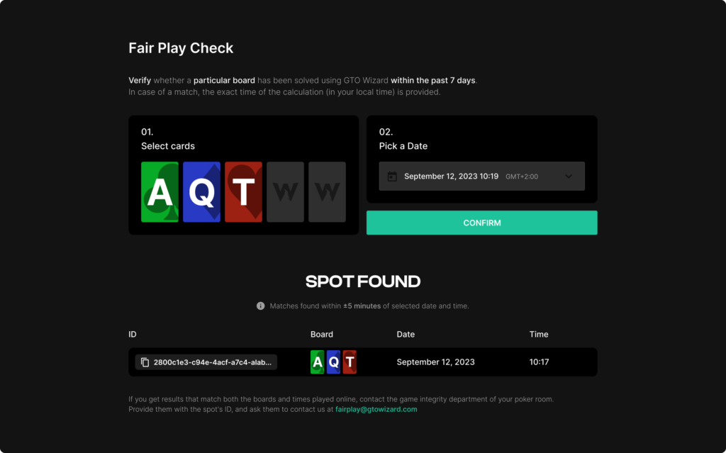 GTO Wizard's Fair Play Check