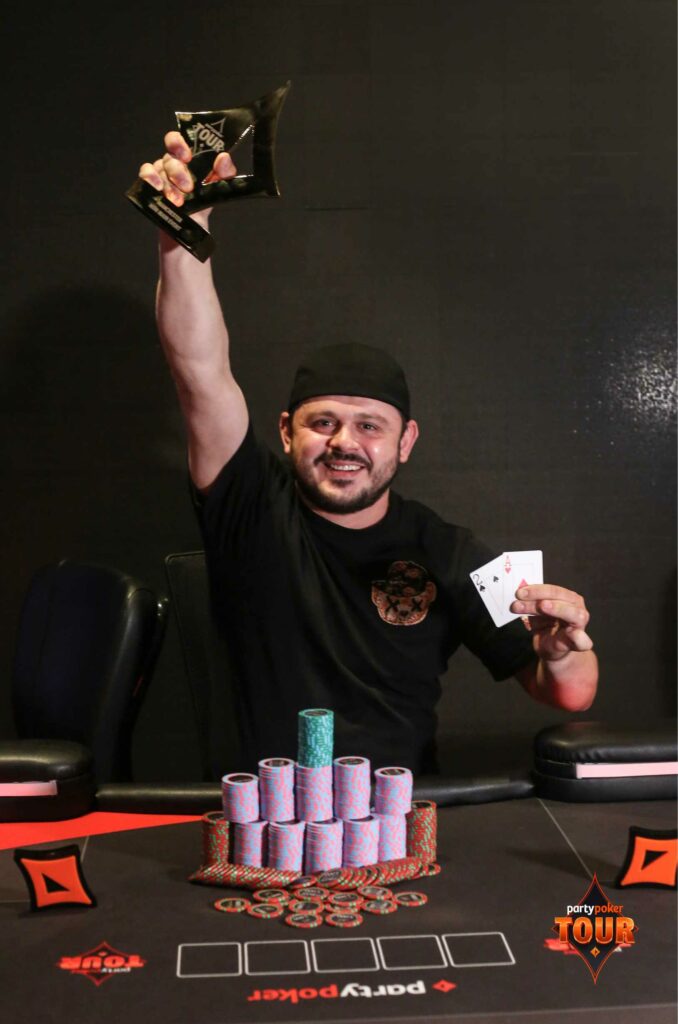 Ion Oprea, winner of the £100 Mini Main Event during the 2025 PartyPoker Tour Manchester. Photo: PartyPoker