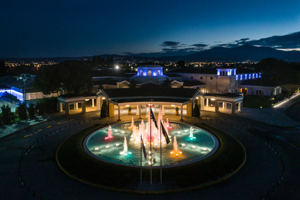 An utterly beautiful Regency Casino Thessaloniki during night.