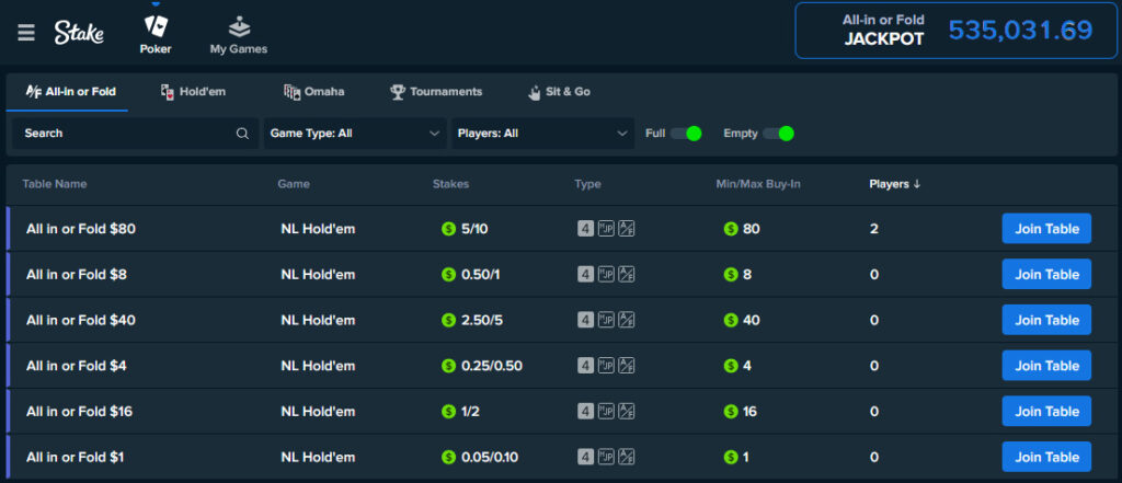 Stake Poker All-In Or Fold New Feature