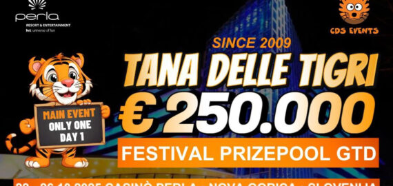 Tana delle Tigri Returns to Perla Poker Room with a €250,000 GTD