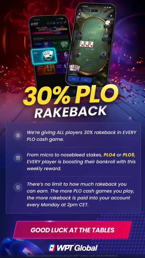 WPT Global 30% PL Omaha Rakeback Promotion